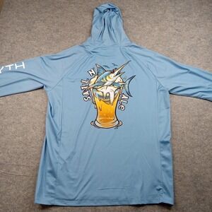 Palmyth Shirt Mens Large Blue Performance Hooded Pullover Fishing Sail Wicking